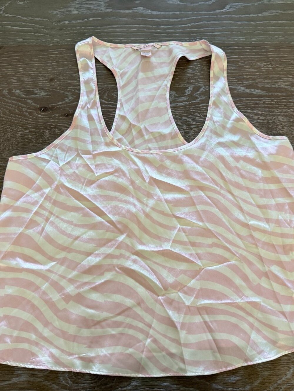 Womens Victoria's Secret Pink Zebra Pajama Satin racerback tank top Size L